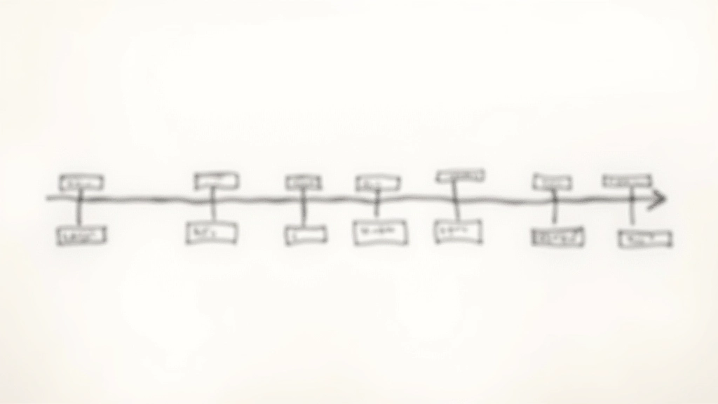 Skizze einer horizontalen Zeitleiste mit verschiedenen Ereignismarkern und Beschriftungen