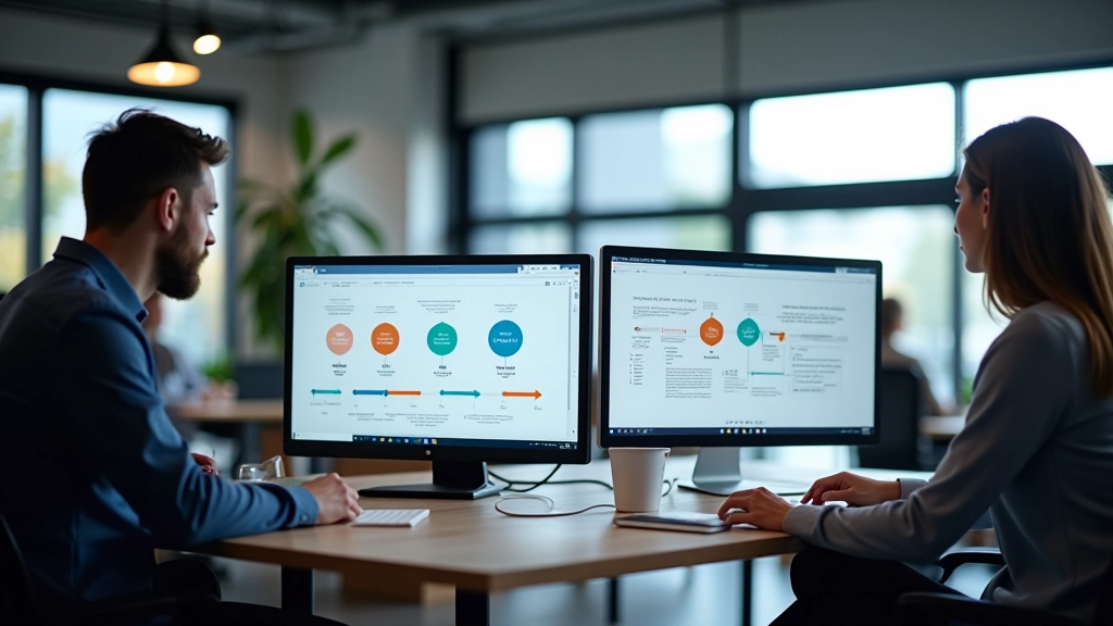 Moderne Designstudio mit Zeitleisten-Designs auf Bildschirmen